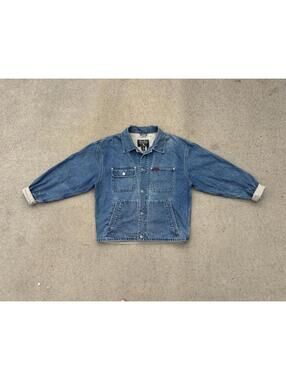 Eddie Bauer Men's Cropped Denim Chore Jacket Button Front
